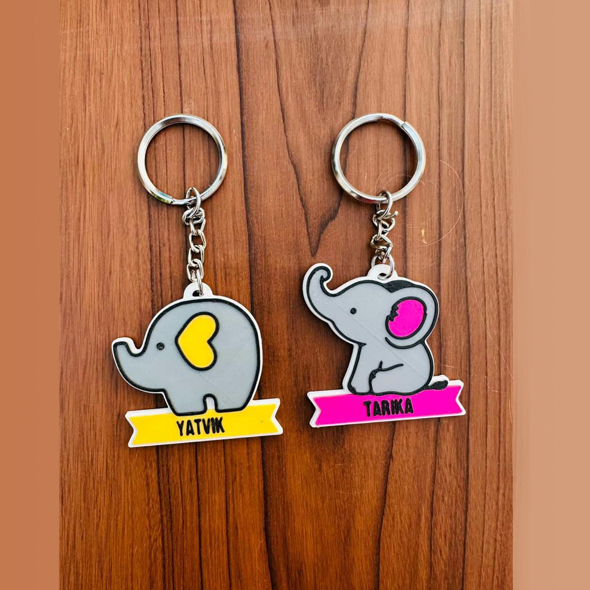 Custom Name Elephant 3D Printed Keychain