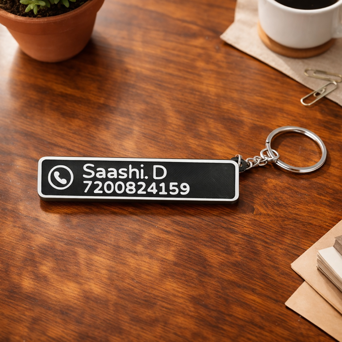Personalized Contact Number Keychain | Custom Name