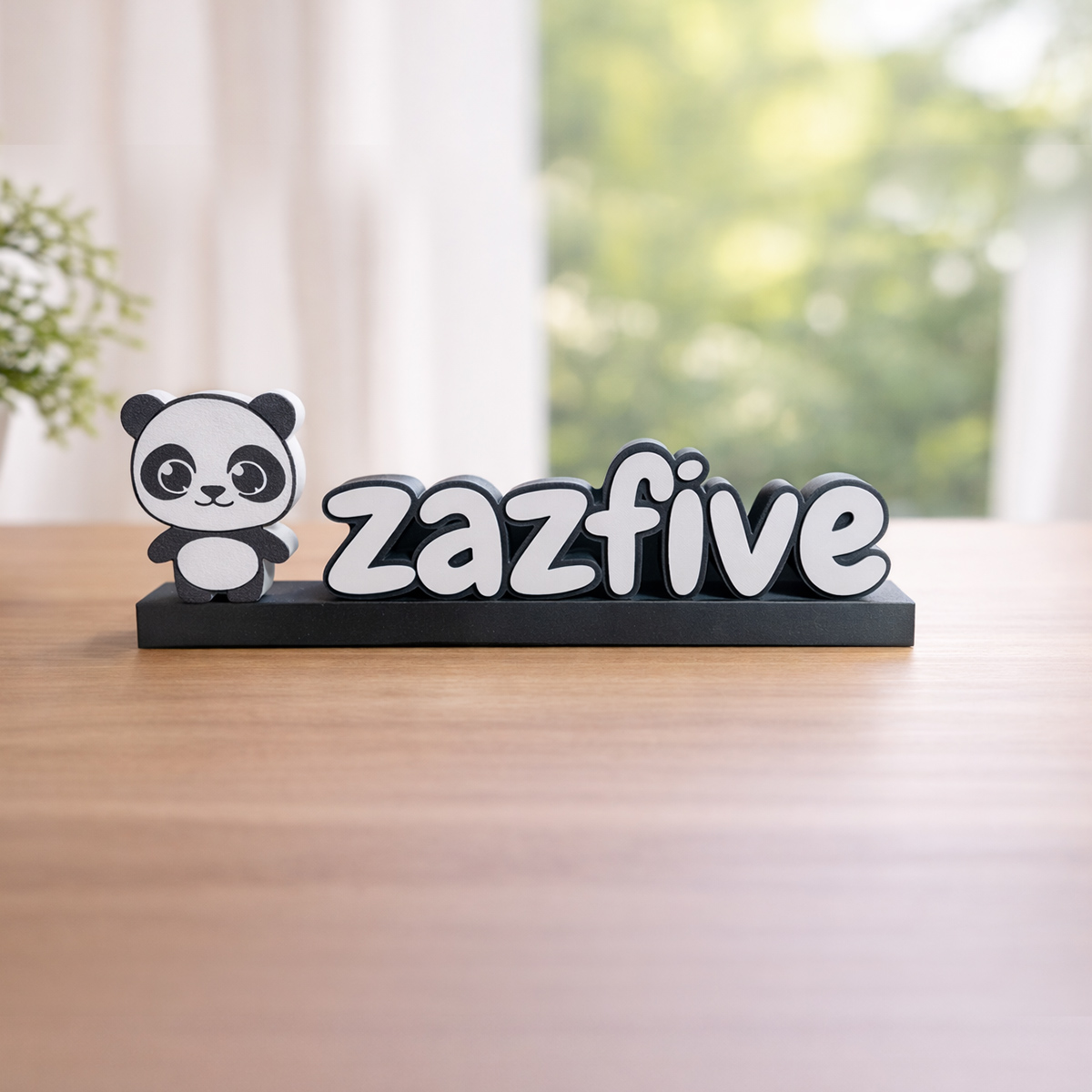 3D Printed Panda Theme Personalized Desk Name