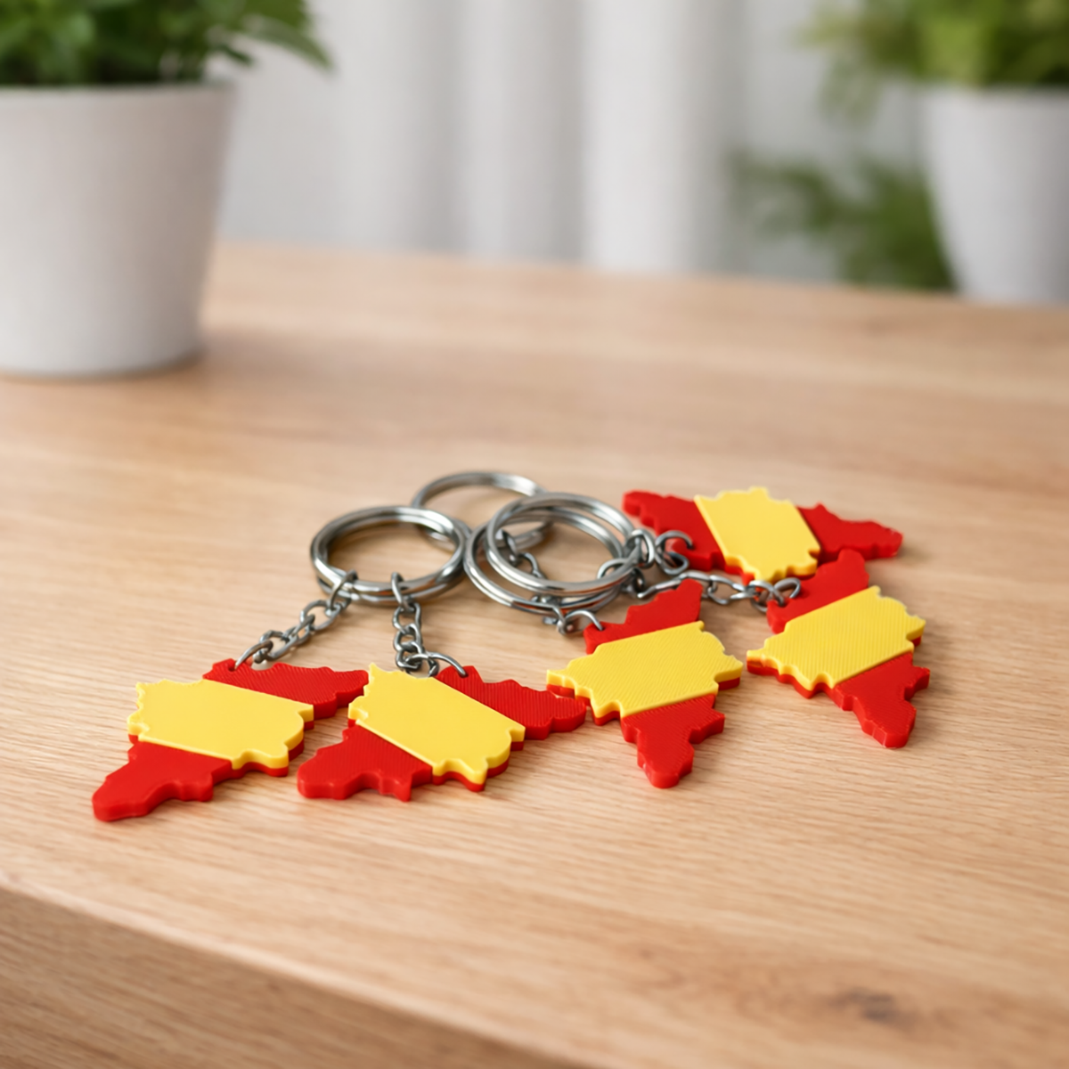 3D Printed Tamil Nadu Map Keychain | Custom TN Shape Keychain in Red & Yellow